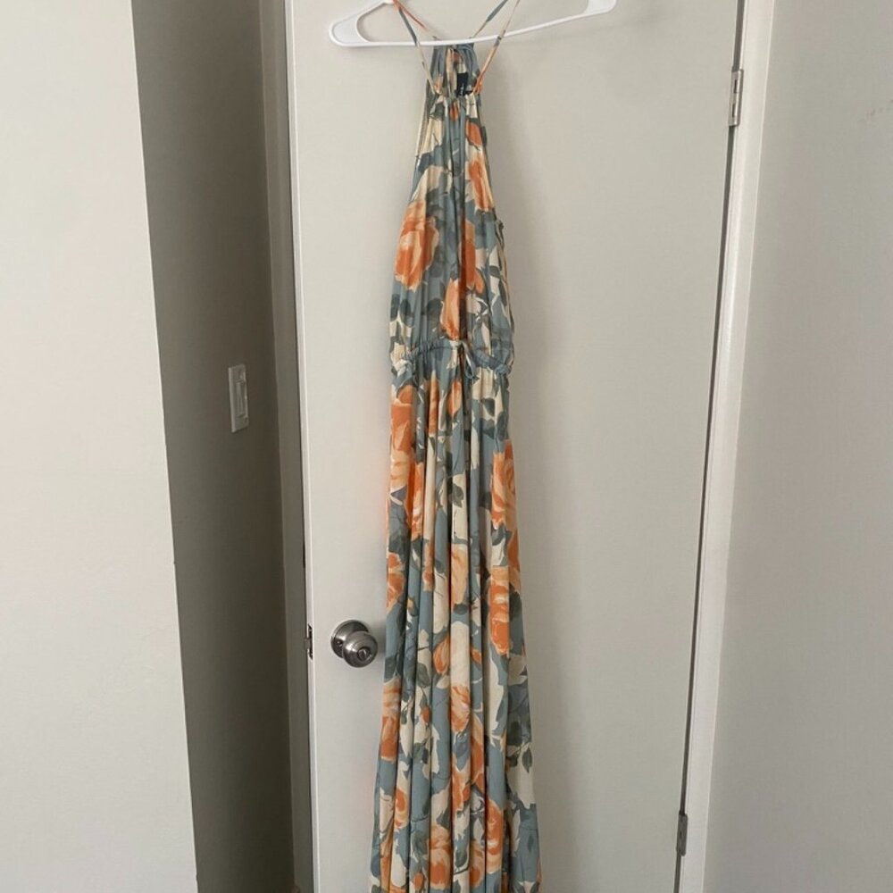 Lulu's Floral Full Length High-Neck Gown